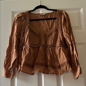 American Eagle Outfitters Brown Peasant Blouse